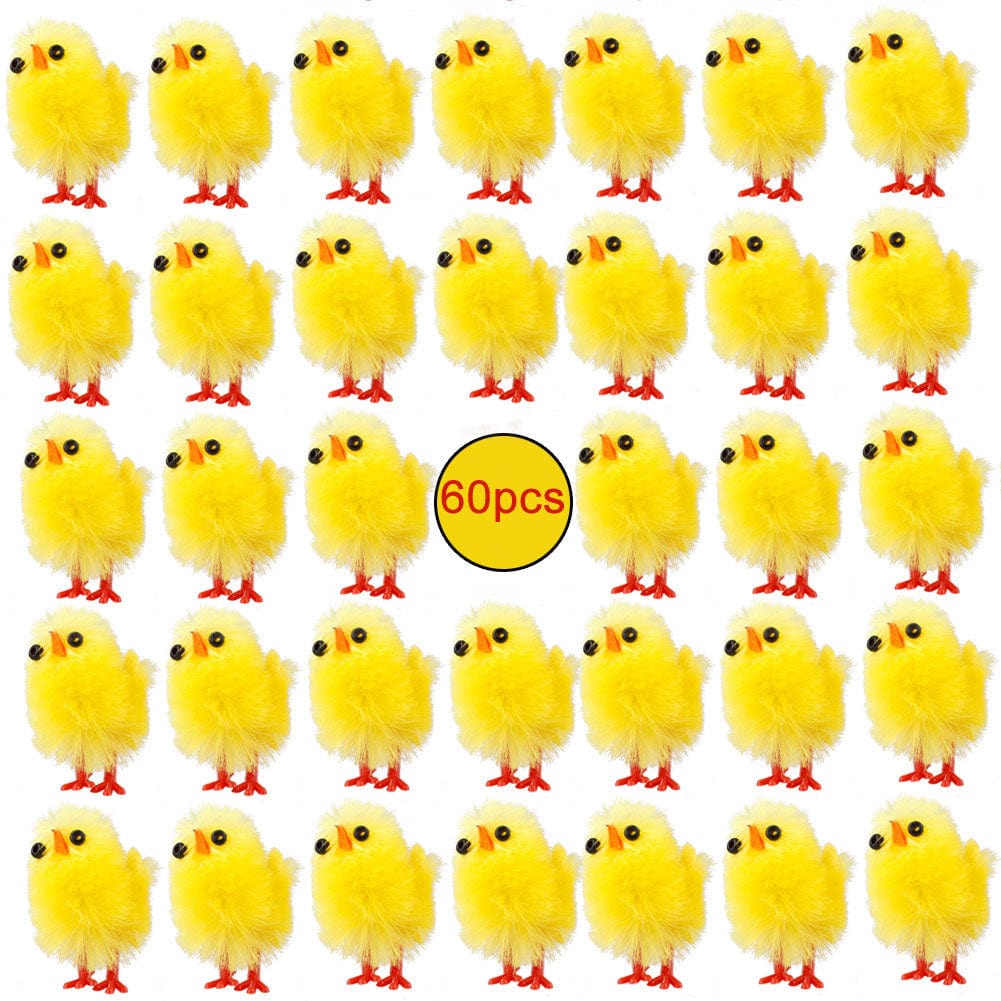 Yellow / 60PCS Easter Decoration Chicks