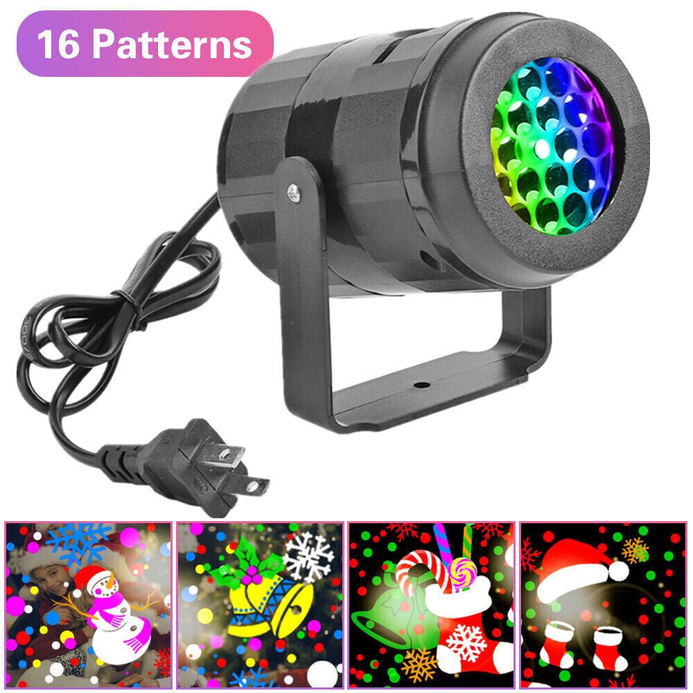 16-Pattern LED Christmas Projector Light - Snow Laser Landscape Garden Xmas Lamp