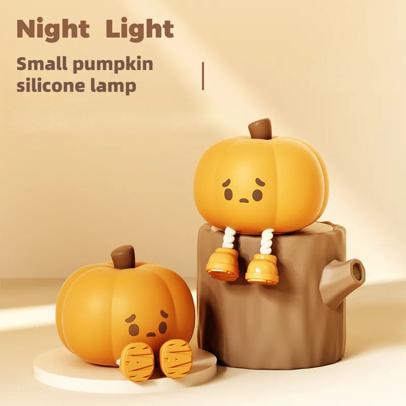 Halloween Pumpkin Night Light - Cute Soft Silicone, Touch Dimmable, Rechargeable Bedside Lamp