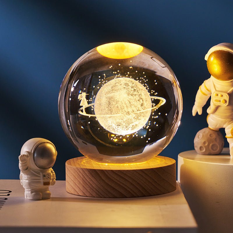 Luminous Starry Sky Crystal Ball Night Lamp - Moon & Planet Projection Ambience Light Gift