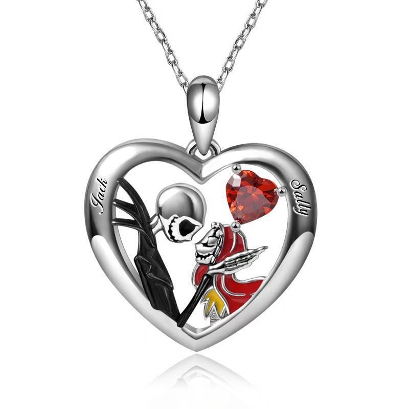 Couple Halloween Jewelry: Heart Skull Pendant Necklace