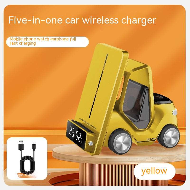 Yellow Efficient 15W Three-in-One Wireless Appliance Fast Charging Bracket