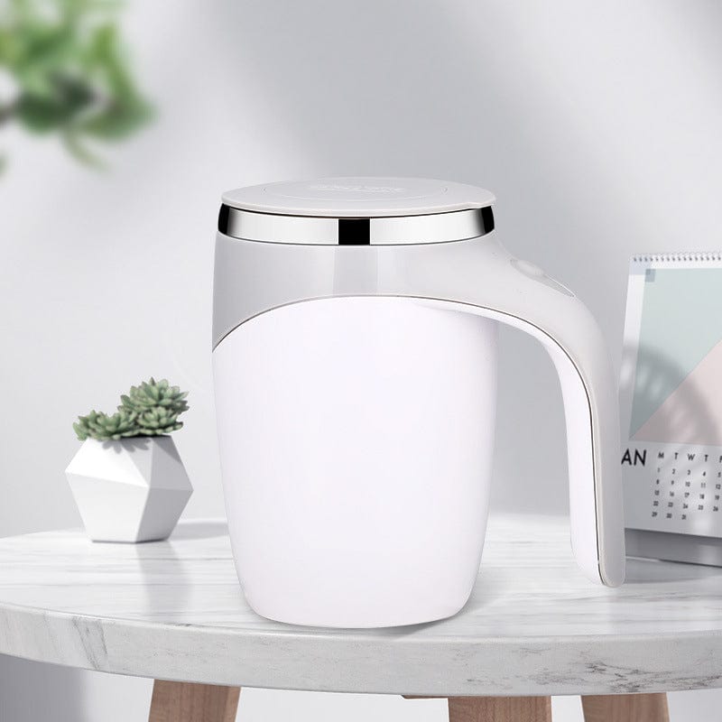 White Electric Self-Stirring Cup with Rechargeable Feature for Effortless Mixing - Perfect for Coffee, Milkshakes, and More