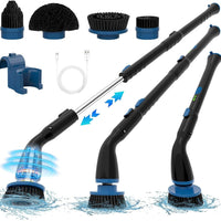 Black Electric Spin Scrubber, Cordless Cleaning Brush With 4 Replaceable Brush Heads And Adjustable Extension 1