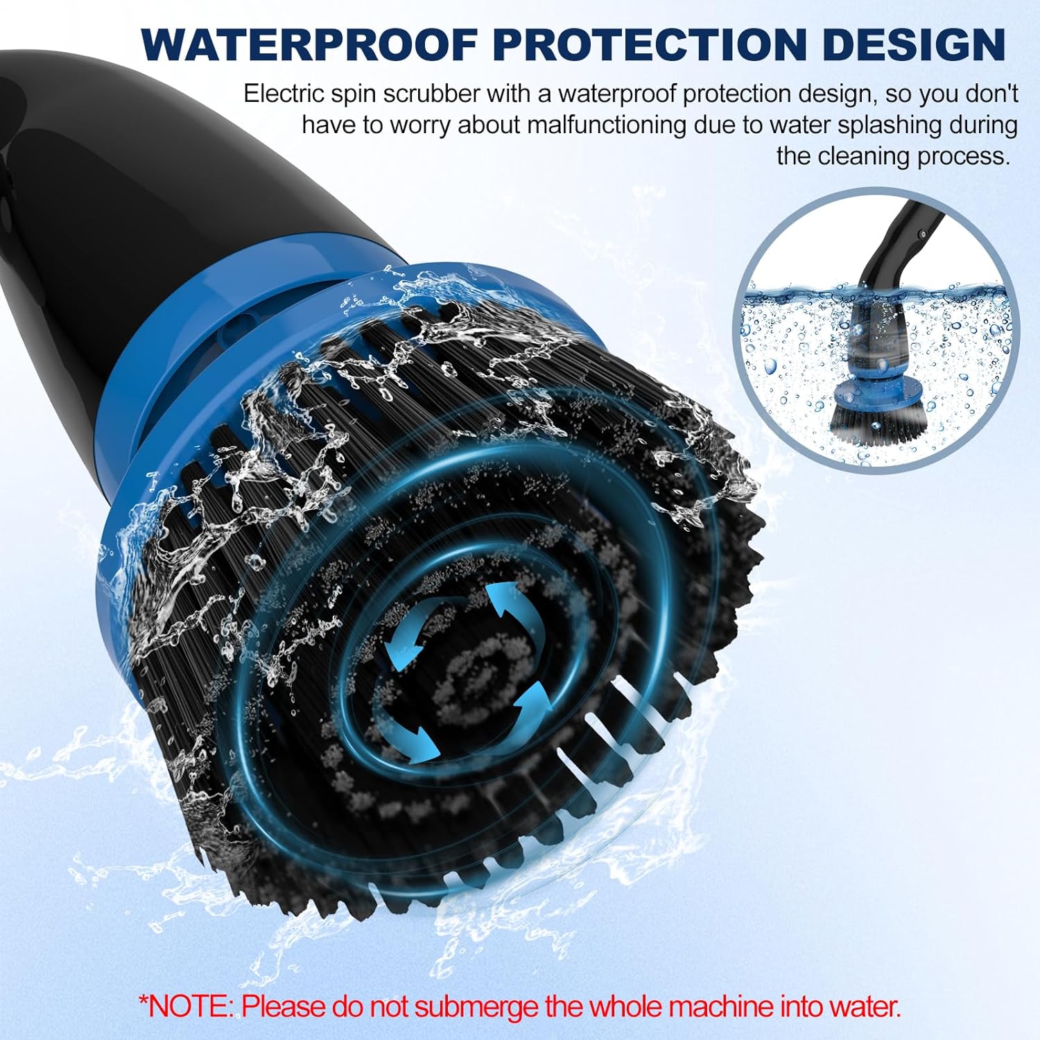 Black Electric Spin Scrubber, Cordless Cleaning Brush With 4 Replaceable Brush Heads And Adjustable Extension 5