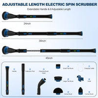 Black Electric Spin Scrubber, Cordless Cleaning Brush With 4 Replaceable Brush Heads And Adjustable Extension7