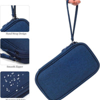 Double Layer - Navy Blue Electronic Accessories Case, Universal Cable Cord Holder Organizer/Electronic Case, Waterproof Portable Cable Organizer Bag, USB Flash Drives Bag, Cable Case Bag, USB Case Organizer,Usb Charger Bag