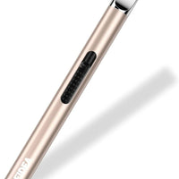 1 Pack - Champagne Gold / Round Electronic Candle Lighter Arc Windproof Flameless USB Rechargeable Lighter with Safe Button for Home Kitchen Champagne Gold