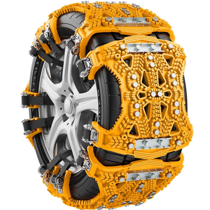 Yellow Enhance Winter Traction with Universal Nonskid Chain: Steel Plate Gear Tire Chain for New Cars and SUVs