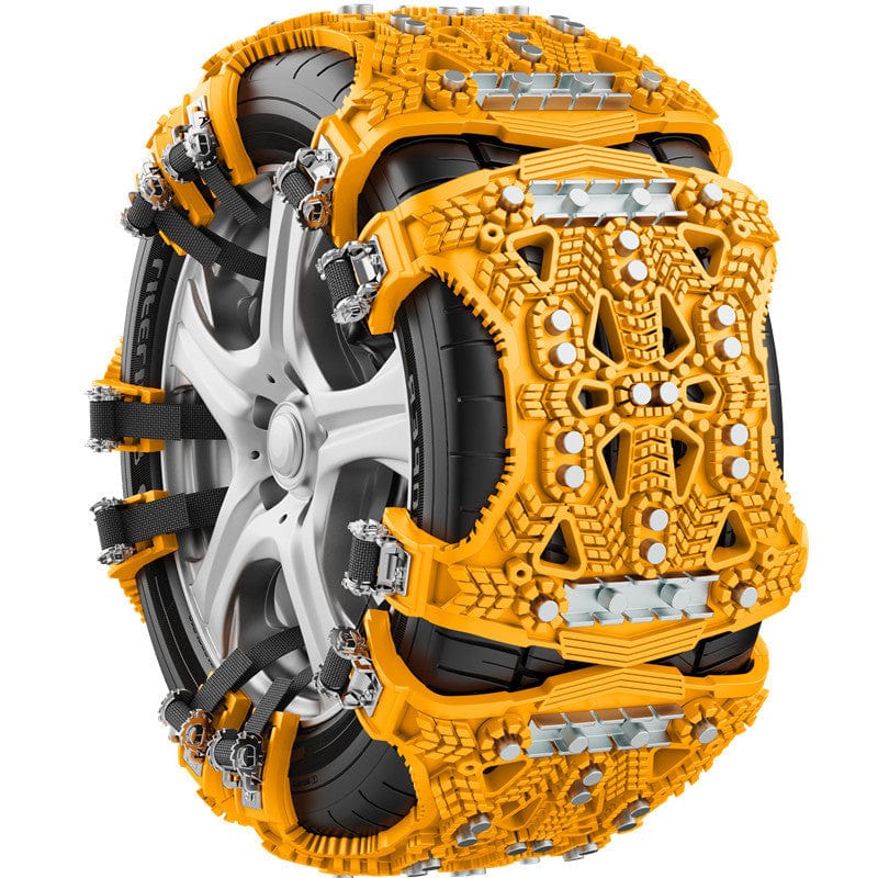 Yellow Enhance Winter Traction with Universal Nonskid Chain: Steel Plate Gear Tire Chain for New Cars and SUVs