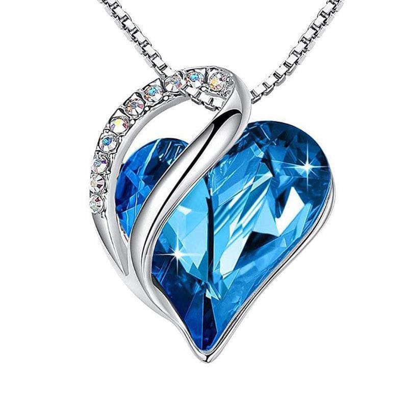 Blue Exquisite 925 Sterling Silver Heart-Shaped Geometric Necklace for Valentine's and Mother's Day"