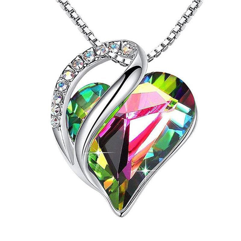 Green Exquisite 925 Sterling Silver Heart-Shaped Geometric Necklace for Valentine's and Mother's Day"