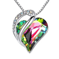 Green Exquisite 925 Sterling Silver Heart-Shaped Geometric Necklace for Valentine's and Mother's Day"