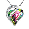 Green Exquisite 925 Sterling Silver Heart-Shaped Geometric Necklace for Valentine's and Mother's Day