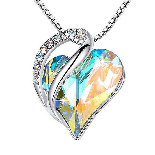 Light blue Exquisite 925 Sterling Silver Heart-Shaped Geometric Necklace for Valentine's and Mother's Day"