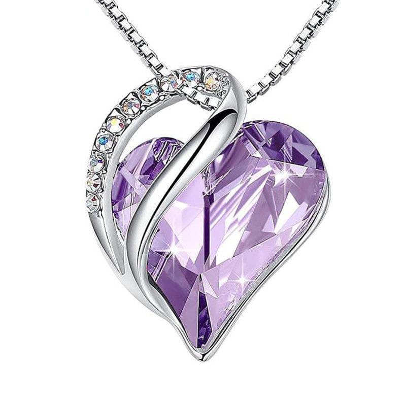 Purple Exquisite 925 Sterling Silver Heart-Shaped Geometric Necklace for Valentine's and Mother's Day"