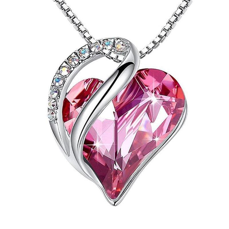 Red Exquisite 925 Sterling Silver Heart-Shaped Geometric Necklace for Valentine's and Mother's Day"