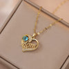 Blue Loving Heart 33 Exquisite Mother's Day Jewelry: Heart Flower Pendant Necklace with High-Grade Zircon