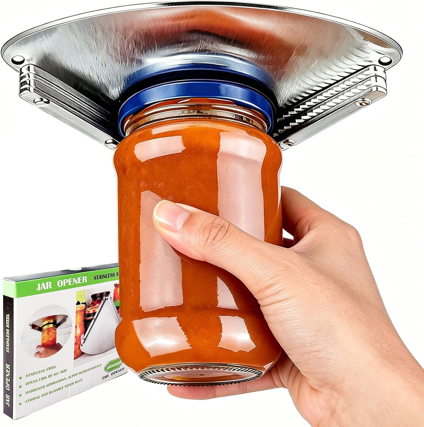 Under Cabinet Stainless Steel Jar Opener for Seniors – One-Handed Lid & Bottle Opener for Weak Hands