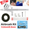 Dual Action Gravity Feed Airbrush Kit Spray Gun Compress Paint Art Set 0.2/0.5mm