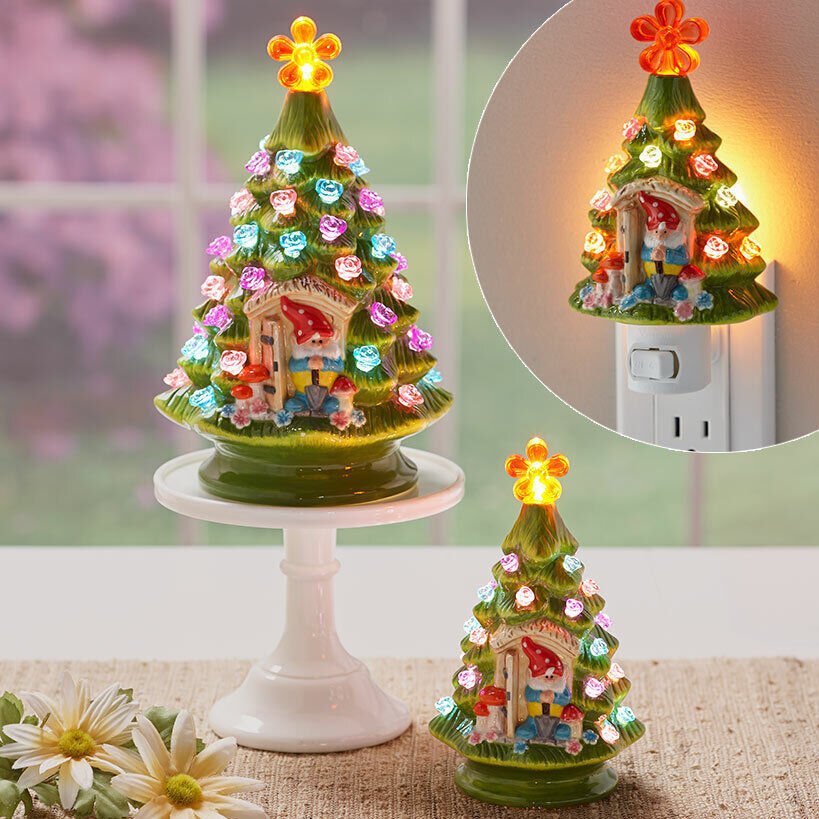 Ceramic Luminous Tree LED Night Lamp - Desktop Holiday Ornament