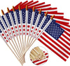 Pack of 50 - USA 4x6 Inch Wooden Stick Flags - Handheld American Flags with Kid-Safe Golden Spear Top