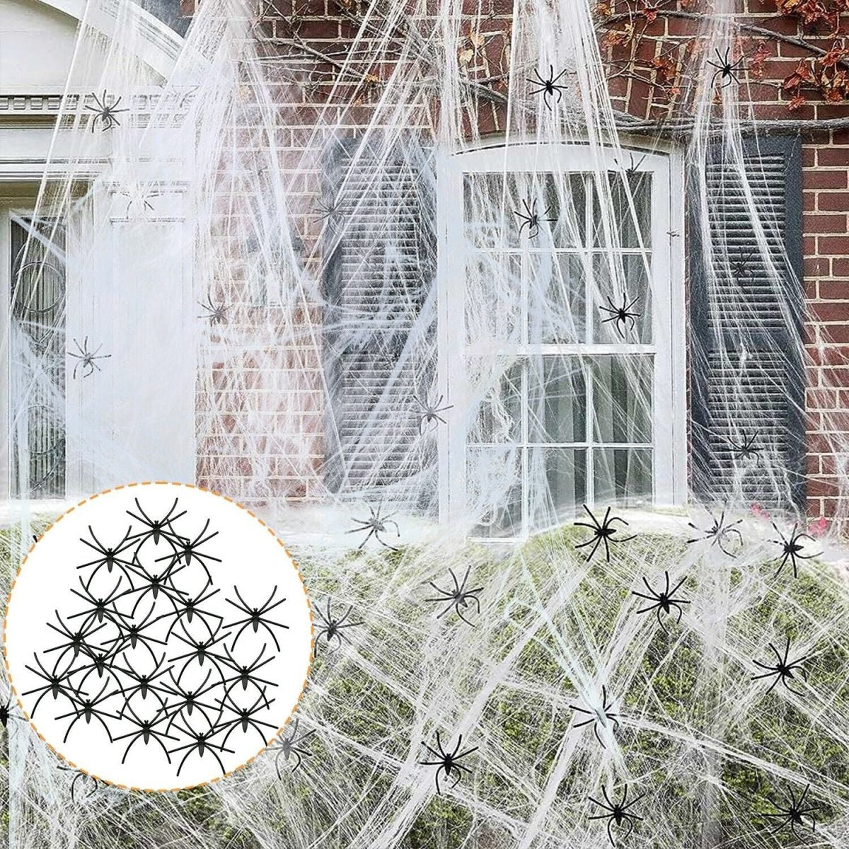 Super Stretch 1000 Sqft Halloween Spider Web Decoration with Fake Spiders