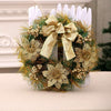 30cm / Golden Festive Artificial Christmas Wreath with Flower Bow Garland Ideal for Front Door
