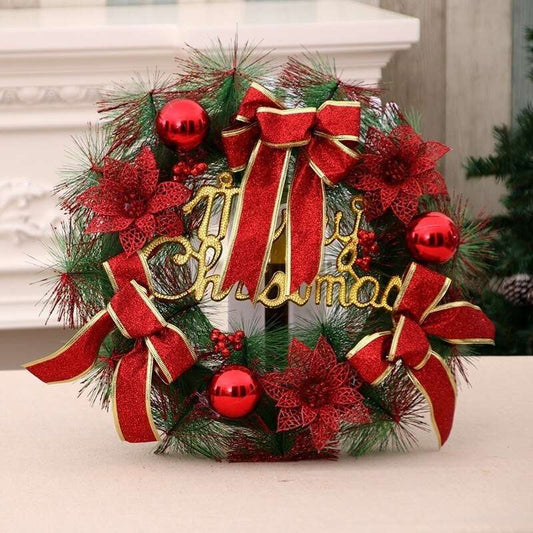 Festive Artificial Christmas Wreath with Flower Bow Garland Ideal for Front Door