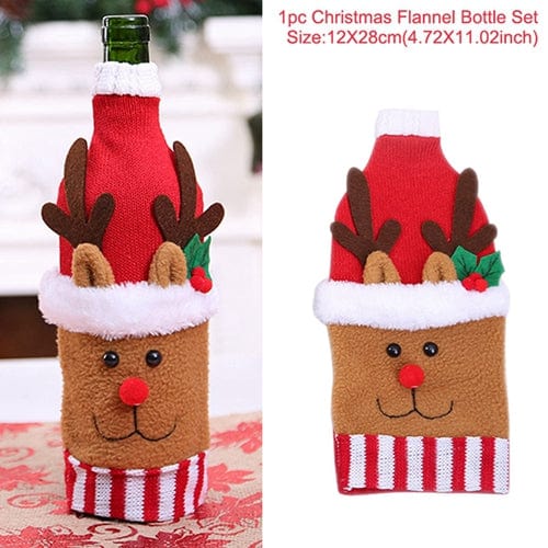 Festive Wine Bottle Covers Santa Claus and Snowman Duo for Christmas Cheer