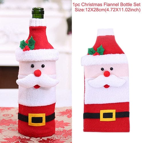 Festive Wine Bottle Covers Santa Claus and Snowman Duo for Christmas Cheer