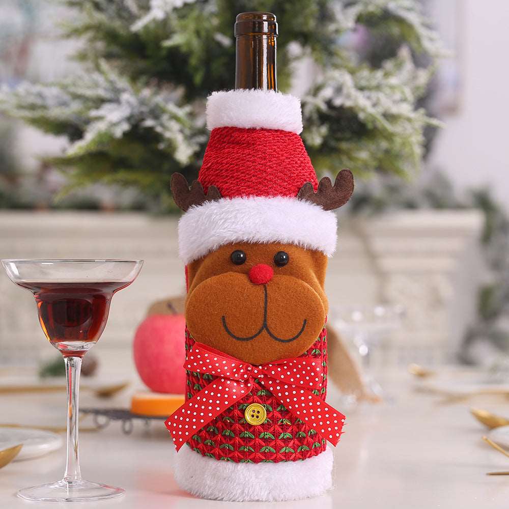 CC Festive Wine Bottle Covers Santa Claus and Snowman Duo for Christmas Cheer