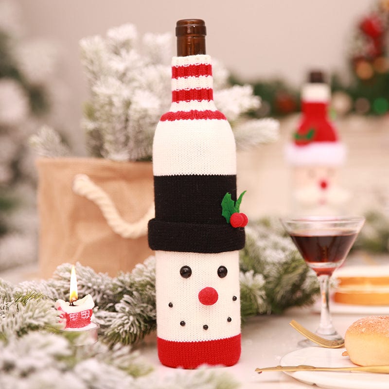 D Festive Wine Bottle Covers Santa Claus and Snowman Duo for Christmas Cheer