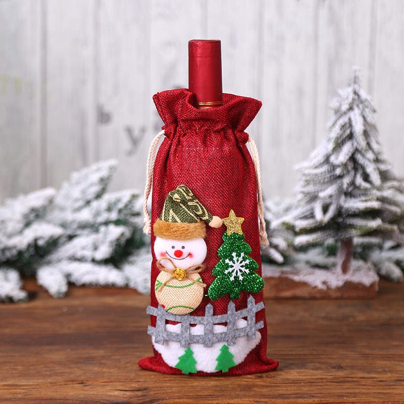 GG Festive Wine Bottle Covers Santa Claus and Snowman Duo for Christmas Cheer