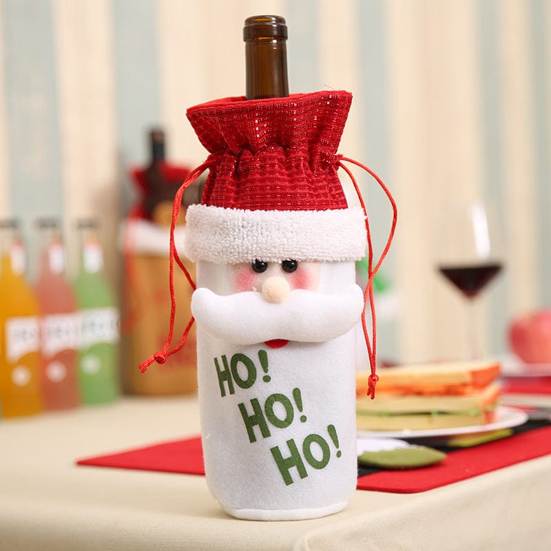 Group 10 Festive Wine Bottle Covers Santa Claus and Snowman Duo for Christmas Cheer