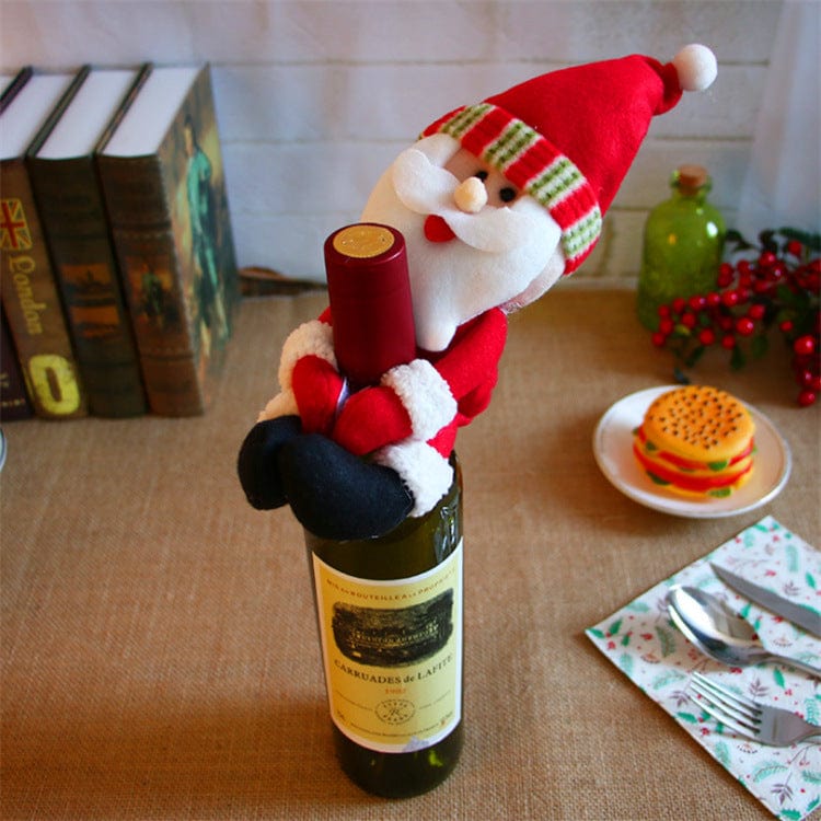 Group 12 Festive Wine Bottle Covers Santa Claus and Snowman Duo for Christmas Cheer