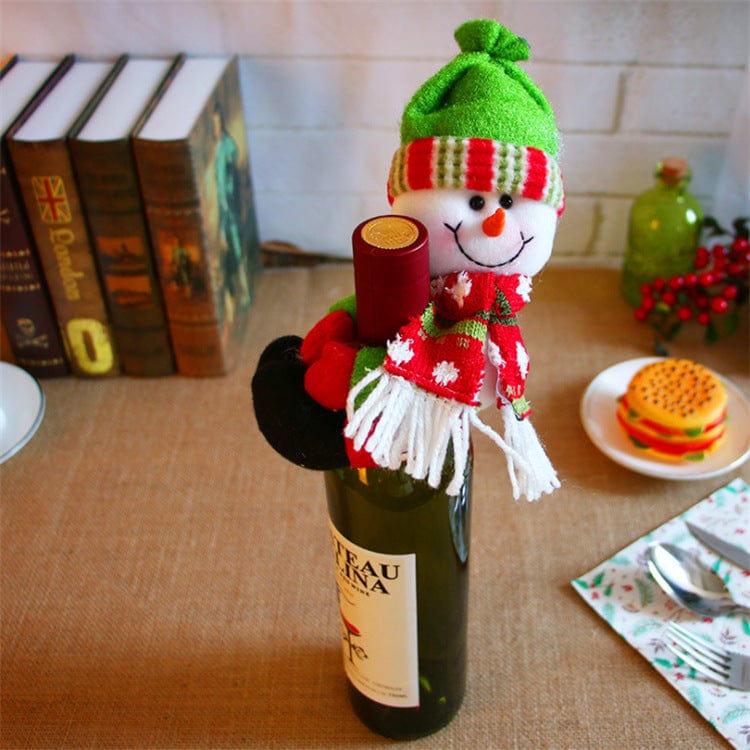 Group 14 Festive Wine Bottle Covers Santa Claus and Snowman Duo for Christmas Cheer