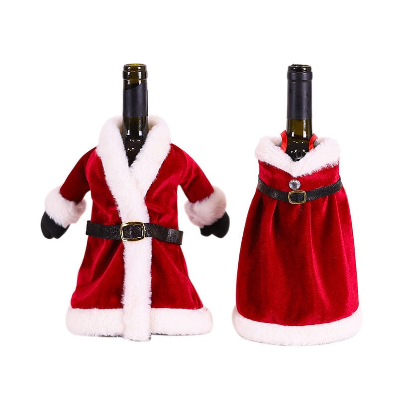 Group 3 Festive Wine Bottle Covers Santa Claus and Snowman Duo for Christmas Cheer