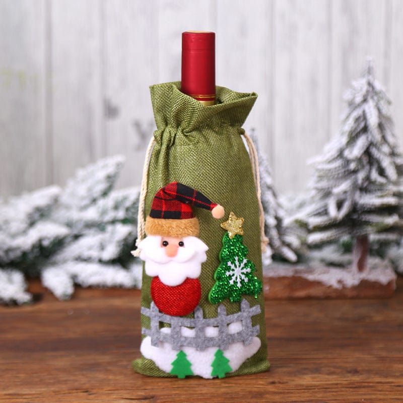 HH Festive Wine Bottle Covers Santa Claus and Snowman Duo for Christmas Cheer