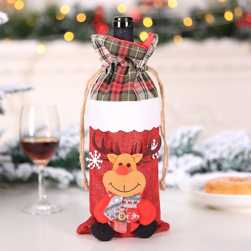 J Festive Wine Bottle Covers Santa Claus and Snowman Duo for Christmas Cheer