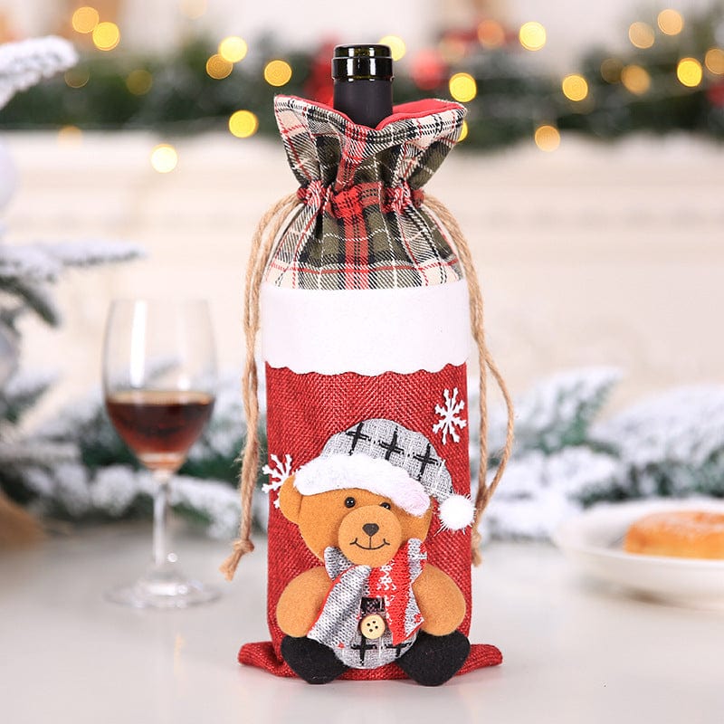 K Festive Wine Bottle Covers Santa Claus and Snowman Duo for Christmas Cheer