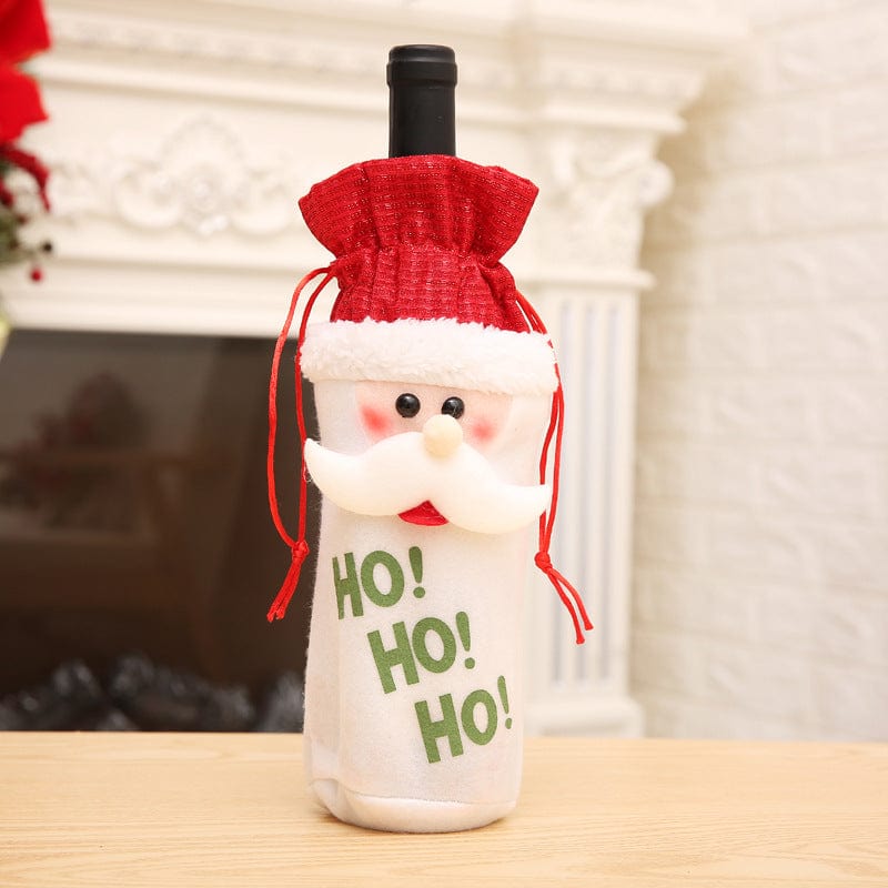 L Festive Wine Bottle Covers Santa Claus and Snowman Duo for Christmas Cheer