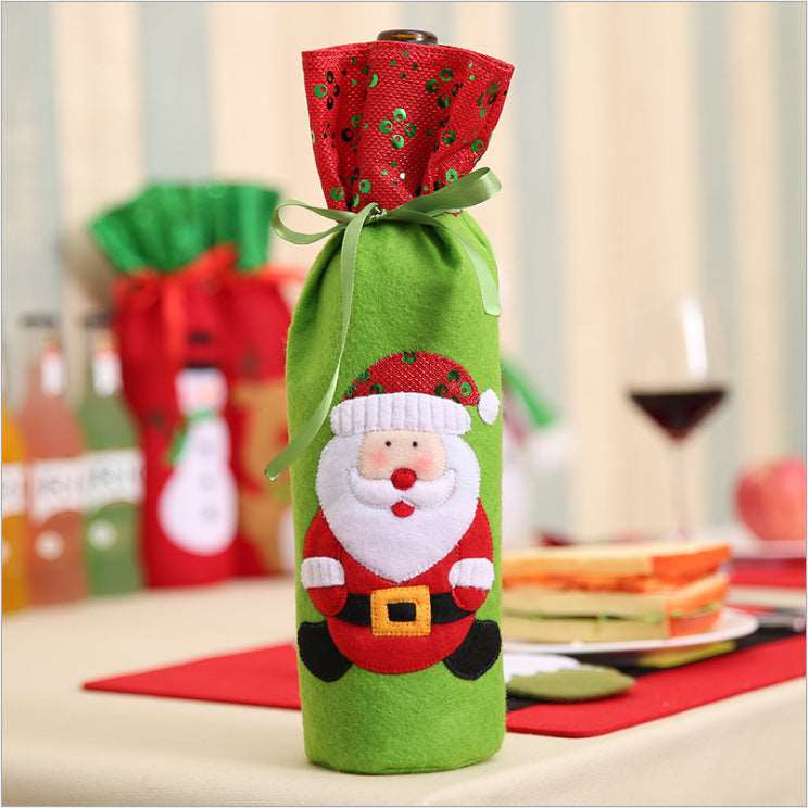 MM Festive Wine Bottle Covers Santa Claus and Snowman Duo for Christmas Cheer