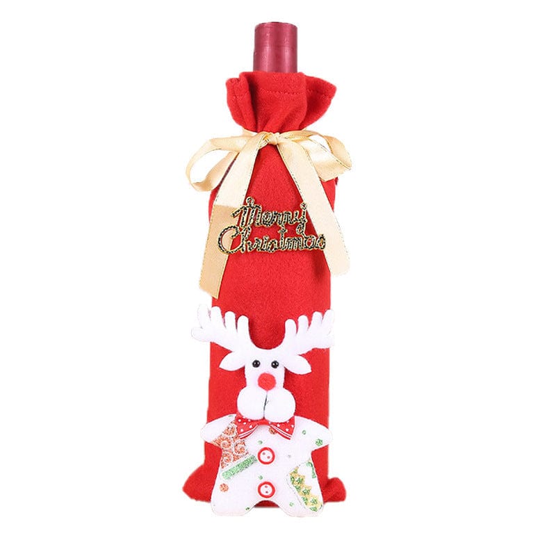 P Festive Wine Bottle Covers Santa Claus and Snowman Duo for Christmas Cheer