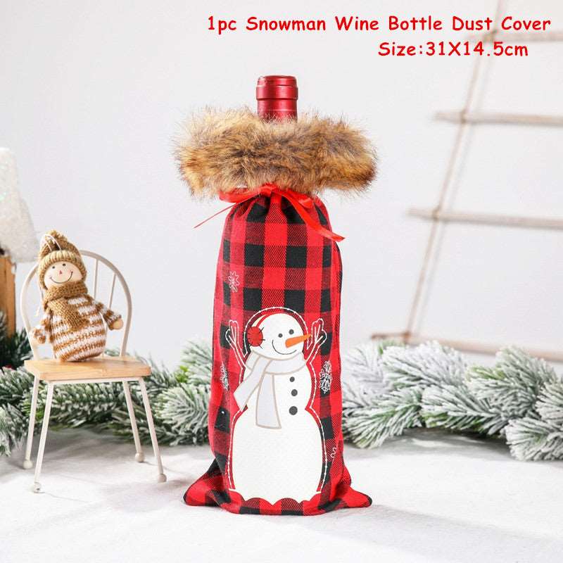 SS Festive Wine Bottle Covers Santa Claus and Snowman Duo for Christmas Cheer