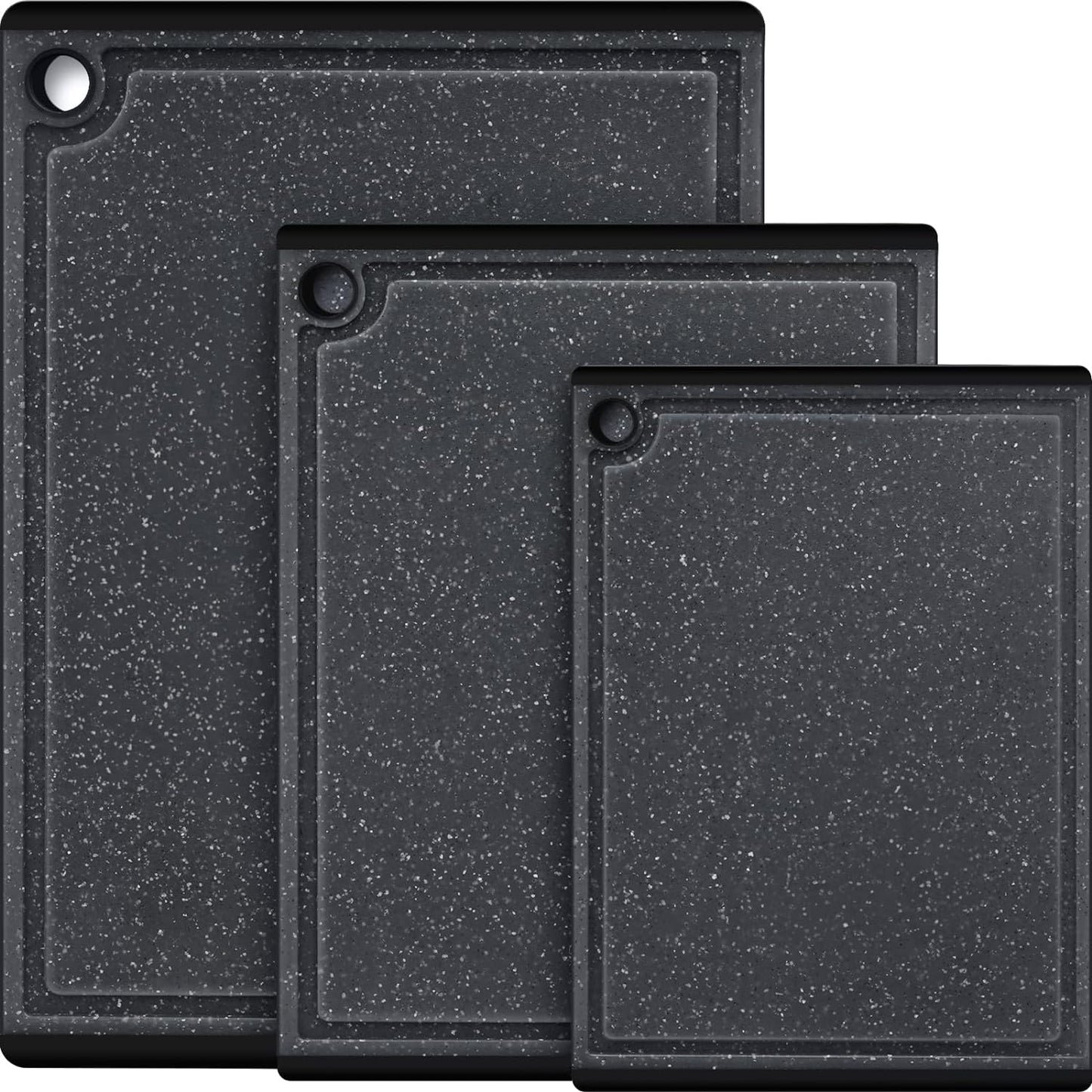 3-Piece Large Plastic Cutting Board Set with Non-Slip Feet and Juice Grooves