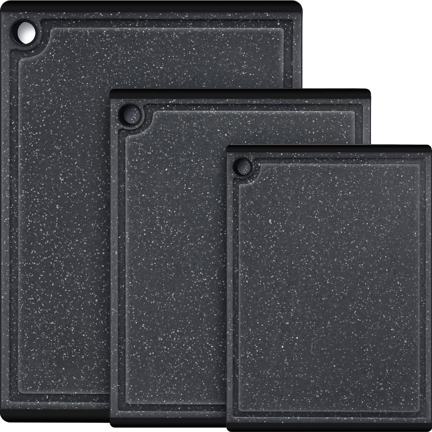 3-Piece Large Plastic Cutting Board Set with Non-Slip Feet and Juice Grooves