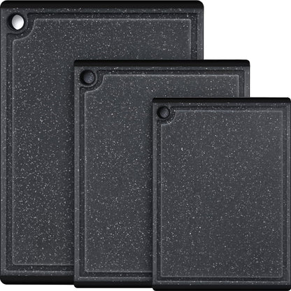 3-Piece Large Plastic Cutting Board Set with Non-Slip Feet and Juice Grooves