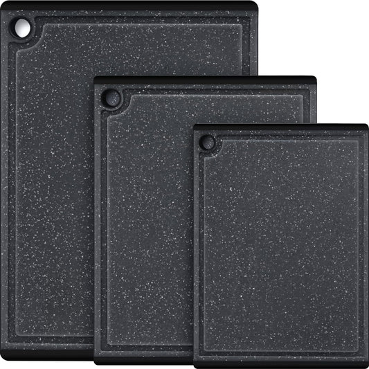 3-Piece Large Plastic Cutting Board Set with Non-Slip Feet and Juice Grooves