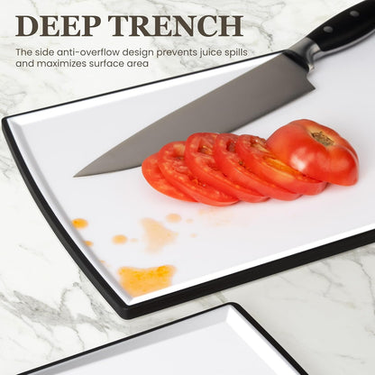 Non-Slip Cutting Board Set of 3 – Extra Large Dishwasher Safe Plastic Chopping Boards with Juice Grooves & Easy Grip Handles